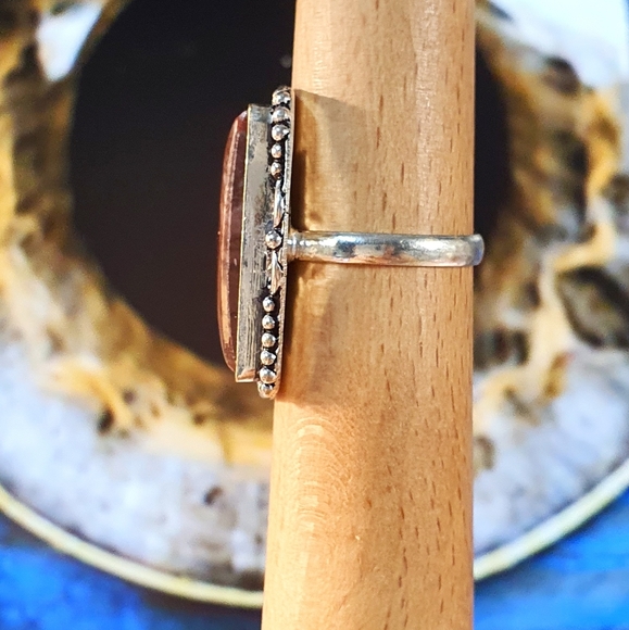 Reddish Brown Jasper Gemstone Sterling Silver Plated Ring Size 8 - Picture 7 of 11